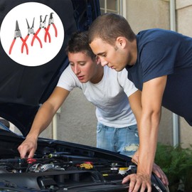 Sprengringzangensatz 4tlg.,Sicherungsringzange Set 180mm mit Tasche, für Innen- und Außensicherungen, gerade, gebogen, Seegeringzangen