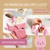 Amari ® Comforter (Pink Rabbit) with Teething Ring and Bib,