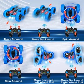 MoKasi Remote Control Stunt Car Toys - Birthday Gifts Ages 6 7 8 9 10 11 12 Year Old Boys Kids Toddler Girls Best Presents Christmas Ideas Rechargeable Rc Racing Vehicle Outdoor (Blue)