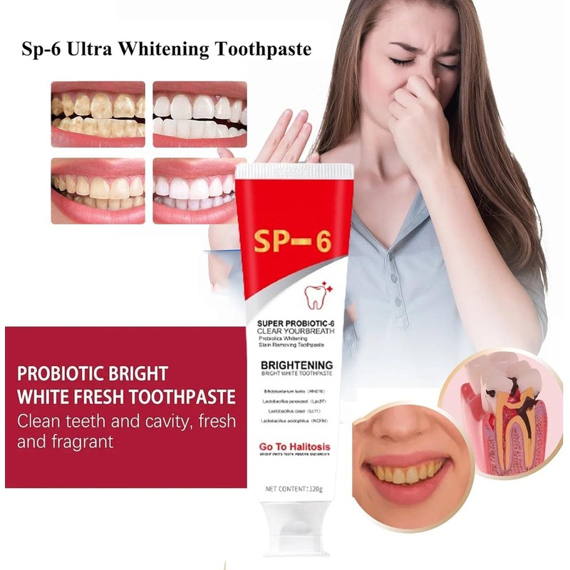 SP-6 Ultra Whitening Toothpaste, Toothpaste Sp-6 Brightening, Probiotics Bright White