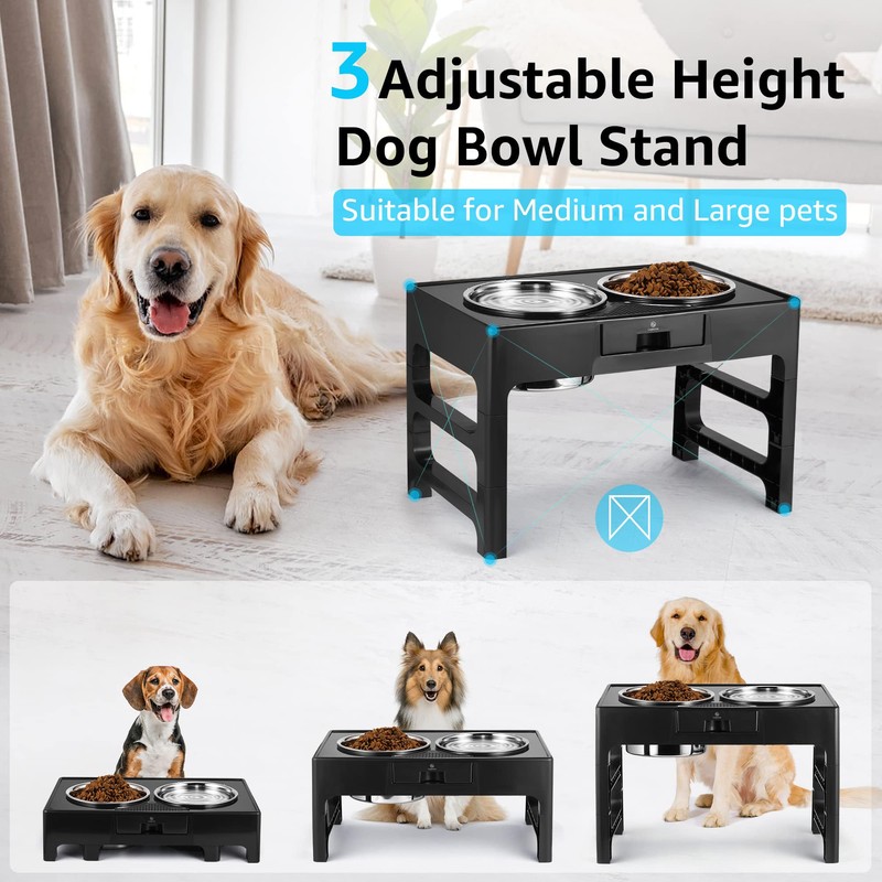 Lapensa Elevated Dog Bowls, Stainless Steel Raised Dog Deep Bowl