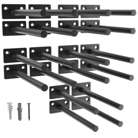 LEOPO Black 20 Pack-10 inch Floating Shelf Bracket, Concealed Shelf Support,Hidden Brackets for Floating Wood Shelves