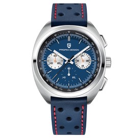 Pagani Design AR Sapphire Quartz Chronograph Vintage Dial Watch Leather Men's Watches Turtle Back Chronograph 1782 Men's Quartz Watch VK63 Movement, Blue Tape Q-1782, casual