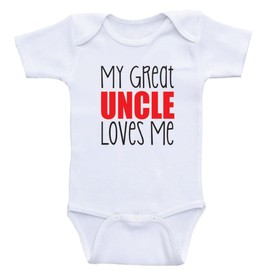 Heart Co Designs My Great Uncle Loves Me - Baby OnePiece Bodysuits (18mo-Short Sleeve, Red Text)