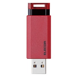 Elecom MF-PKU3128GRD USB Memory, 128 GB, Compatible with USB 3.1 (Gen1), Retractable Type, Auto Return Function, Red