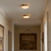 9.8'' Yellow Travertine Flush Mount Ceiling Lamp with Wood Base
