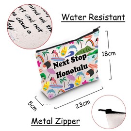 JXGZSO Honolulu Travel Gift Next Stop Honolulu Makeup Bag Hawaiian Gift Honolulu Hawaii Travel Cosmetic Bag, Next Stop Honolulu