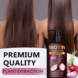 Onion & Rosemary Shampoo for Hair Growth, Onion Biotin and Rosemary Shampoo for Hair Loss and Thinning Hair, Hair Care Moisturize Clean 3 In 1 for All Hair Type 5.07 Fl Oz (150ml)