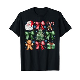 Gingerbread Santa Coquette Bow Christmas Xmas Tree Holiday T-Shirt
