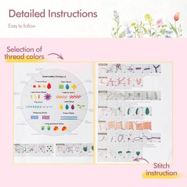 Embroidery Starter Kits for Adults Beginners with Stamped Pattern, Embroidery Stitch Practice Kit with Hoop for Craft Lover, 4 Sets Embroidery Kit for Adult Beginner with Colored Threads and Needles