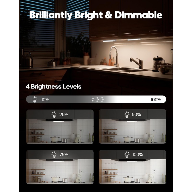 Motion Sensor Light Indoor, Rechargeable Battery Operated Under Cabinet Lighting
