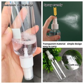 Small Spray Bottle, 6 Piece 100ml/3.4oz Travel Spray Bottles, Clear Plastic Spray Bottle, 2 Funnels and 24Labels for Travel, Cleaning, Gardening,