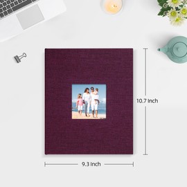 Mublalbum 2 Pack Small 8x10 Photo Album 2 Pack Linen Cover with Display Window Mini Picture Book Each Holds 52 Vertical Pockets for Artwork Postcards or Pictures Storage (Purple)