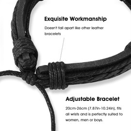 Yolev 6 Stück Armband Herren Punk Geflochtenes Armband für Männer Frauen Manschettenwickel Vintage Armbänder Längenverstellbare Lederarmbänder