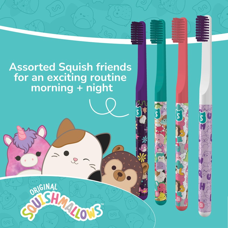 Brush Buddies Squishmallows Assorted Manual Toothbrushes, Soft Toothbrushes, Toothbrushes for