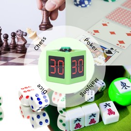 Cubes Timer, 4 Sided Seconds Countdown Timer, Digital Professional Chess Clock Timer for Chess Casino Table Games(Green)