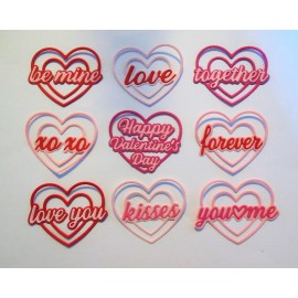Valentines Hearts Layered 9 Paper Die Cut Scrapbook Embellishments Cardmaking