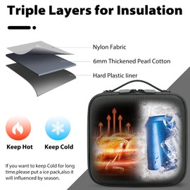 Insulated Lunch Bag for Kids Adult, Small Lunch Box for School Office Work, Triple Layers Insulation Keep Warm Cold Lunch Container Box, Hard Lunch Tote Bag (Grey)