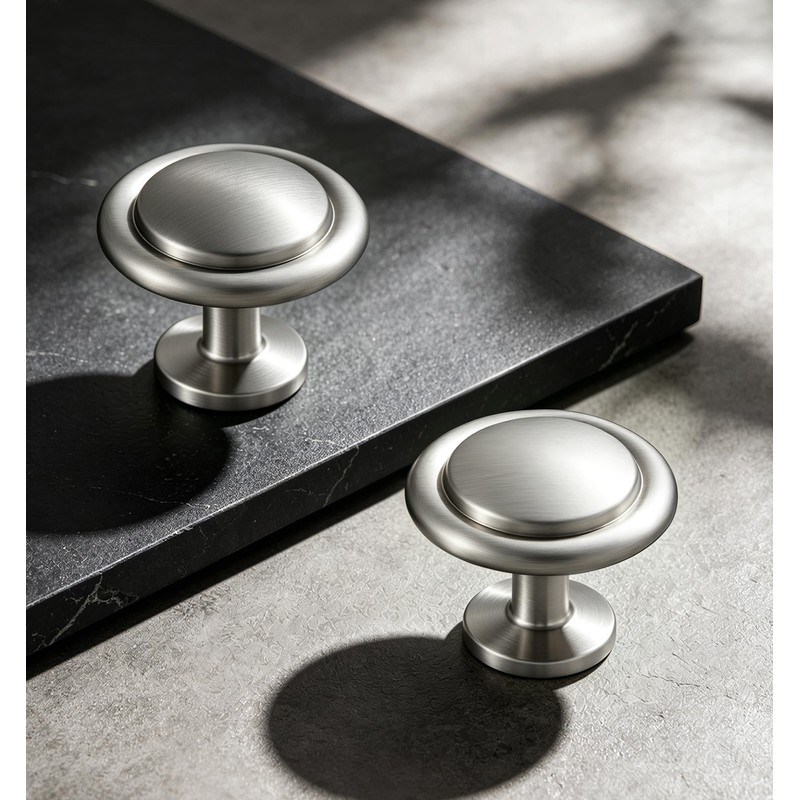 Satin Nickel Round Euro Style Cabinet Knobs, 1-1/4 Inch, 30