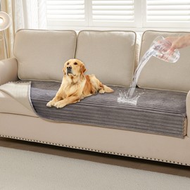 HAOMAIJIA Waterproof Couch Cover for Dogs Washable ,Fuzzy Pet Couch Covers for Sofa ,Thick Soft Dog Bed Cover Non-Slip Couch Covers for 3 Cushion Couch Sofa Pet Friendly (Grey, 35" x 82")
