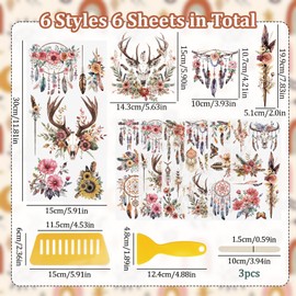 WANDIC 6 Sheets Rub On Transfer Sticker,Tribal Style Transfer Decals for DIY Photo Albums Furniture,15 * 30cm