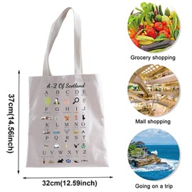 Scotland Alphabet Tote Bag Scotland Trip Gift Edinburgh Scotland Shopping Bag Scotland Souvenirs Gift Scotland Lover Gift (Cotton, Of Scotland tote ca)