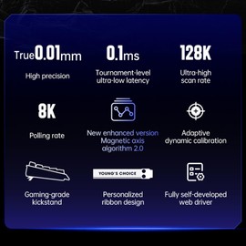 JOMKIZ MCHOSE ACE 68 Pro Wired Magnetic Switch Mechanical Gaming Keyboard, Rapid Trigger 60% Hall Effect Keyboard, Hyper-Fast Adjustable Actuation, 8K Hz Polling Rate, RGB HotSwap, for PC/Mac, White