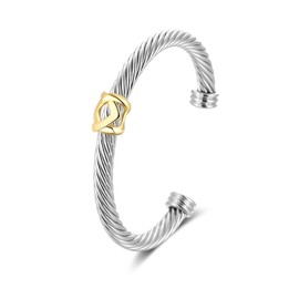 HANTNOOL Twisted Cable Bracelet for Women Fashion Wire Cuff Dupes Bracelet Adjustable Bangle Jewelry Gifts for Her