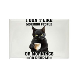 CafePress Funny Morning Cat Saying Magnets Rectangle Magnet, 3"x2" Refrigerator Magnet