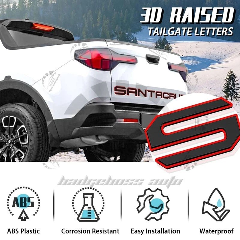 Unbranded 3D BLACK RED RAISED DOMED TAILGATE LETTERS REAR EMBLEM