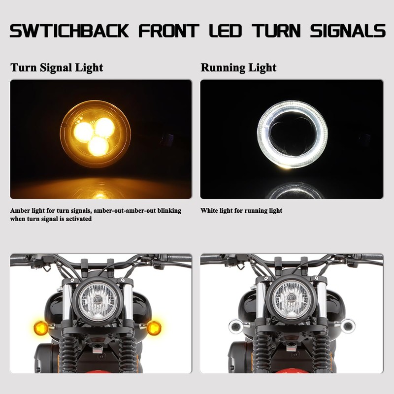FACAILAHA Universal Chrome Front Bullet LED Turn Signals 12V Motorcycle
