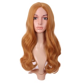 MapofBeauty 22 Inch/55cm Fashion Long Synthetic Fiber Curly Hair Middle Part Cosplay Wig (Golden Orange)