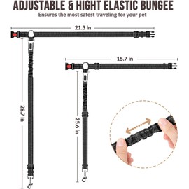 Dog Seat Belts For Cars Harness for Dog, Dog Car Harness Adjustable Headrest Dog Car Seat Belt Restraint with Seat belt Clip, Anti Shock Cushioned Leash, Elastic Pet Seat Belt with Buffer (black)