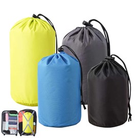 Waterproof Drawstring Bag Set – 4-Pack Compression Storage Sacks + Multi-Size Lightweight Design + Dustproof Cover + Durable Material – For Travel, Clothing & Backpacking Use