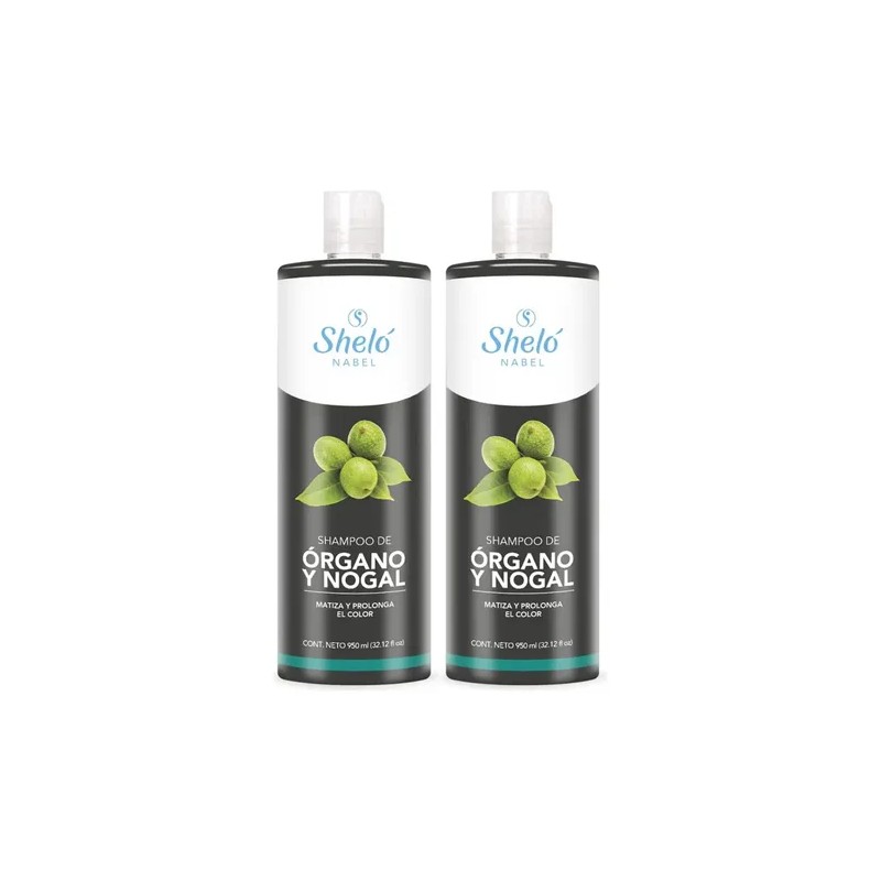 2 Shampoos Órgano Y Nogal 950ml Matiza El Color Shelo