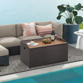 45-Gallon Outdoor Storage Bench with Zippered Liner for Garden or Patio UseColor: as show Color