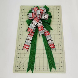 Handmade Christmas Bow, Wreath Bow, Emerald Green, Sweater Print