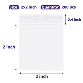 2x2 Mini Plastic Zip Bags,200Pieces Jewelry Bags, Clear Resealable Small Zip Bag