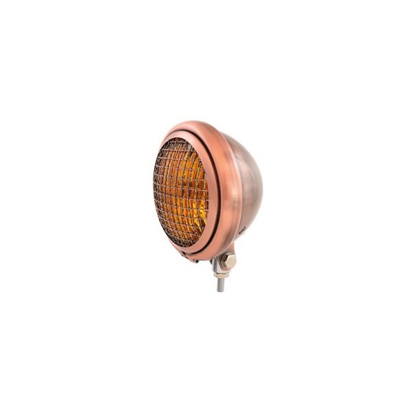 5.75" Bottom Mount Headlight w/Grill Motorcycle Custom Spotlight - Bronze - Amber