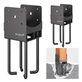 2Pack Heavy Duty Stainless Steels U-Shape Wet Concrete Fence Post Holder 6"x6" (Actual 5.5 "x5.5) Base Anchor Bracket with Air Flow Channel for Terrace Post Base, Fences, Wood Gazebo[Patent Pending]