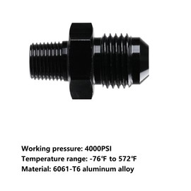 Ucreative 6AN Male Flare to 1/8" NPT Pipe Fitting Adapter Aluminum Straight Black 2Pcs