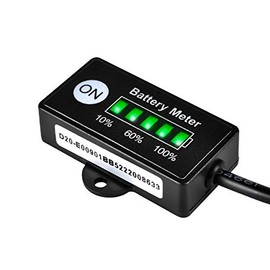 Jayron Mini LED Battery Indicator DC 12V to 24V Battery Fuel Gauges for Golf Cart,Fork Lifts and Battery-Powered Equipment (Lead Acid Storage Battery)