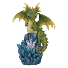 Nemesis Now Crystal Peak Figurine 18cm, Resin, Green, Dragonling on Light Up Crystals Figure, Collectable Green Dragonling Ornament, LED Light, Cast in the Finest Resin, Expertly Hand-Painted