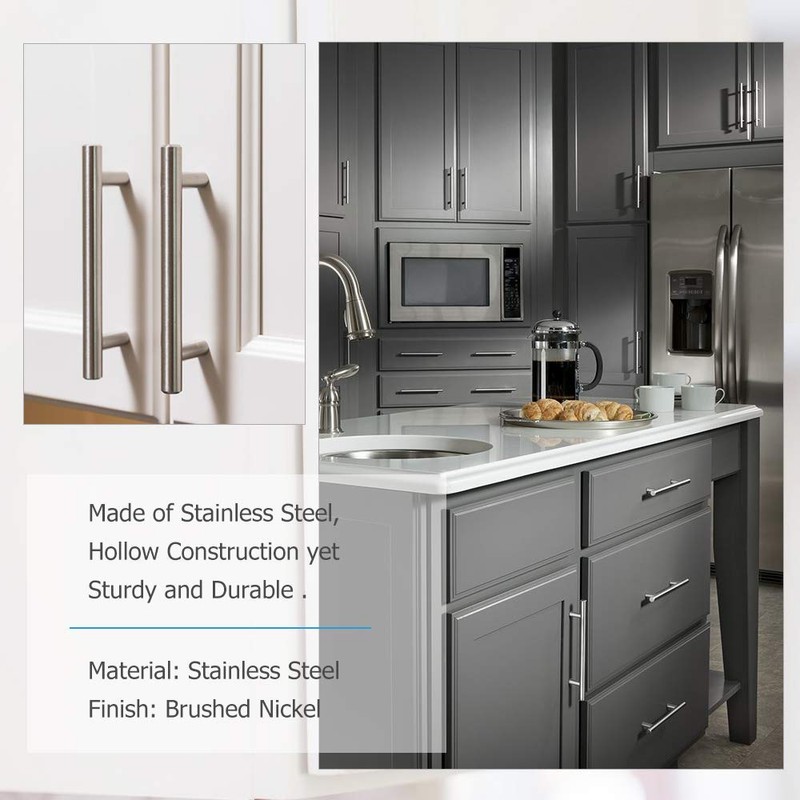 Kitchen Cupboard Door Pulls, LS201BSS, T-Design, Hollow Stainless Steel, Screws,