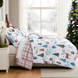 Southshore Fine Living, Inc. Christmas Bedding Queen/Full Duvet Cover Set w/2 Pillow Shams, Reversible Holiday Bedding Set, 2-Sided Duvet Cover Queen Size/Full Size - Winter Wonderland