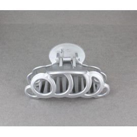 Silver hair clip plastic 3 5/8 inches long big barrette claw clamp circle chain link matte silver