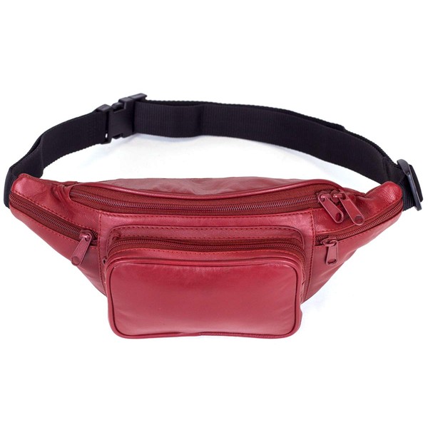 LEAS Gürteltasche Echt-Leder, rot Travel-Line