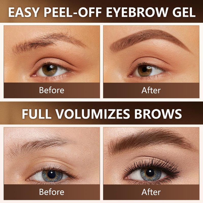 3Pcs Easy Peel-Off Eyebrow Gel,3 Colors Qiciy Tattoo Eyebrow Gel