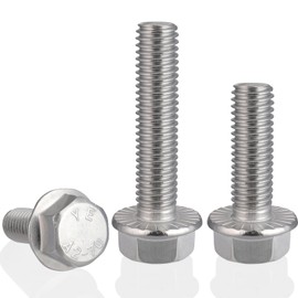 VGBUY M6-1.0 x 25mm Flanged Hex Head Bolts,304 Stainless Steel 18-8,Fully Threaded,Silver External Flange Hex Drive Screws,Pump,Fix Car,DIY Project(40Pcs)