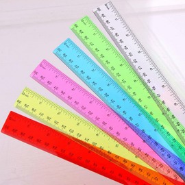 6 Pack Color Transparent Ruler Bulk 12 Inch Clear Plastic Rulers Kids Ruler with Centimeters and Inches Straight Measuring Drafting Tools for Classroom School Students Families Education